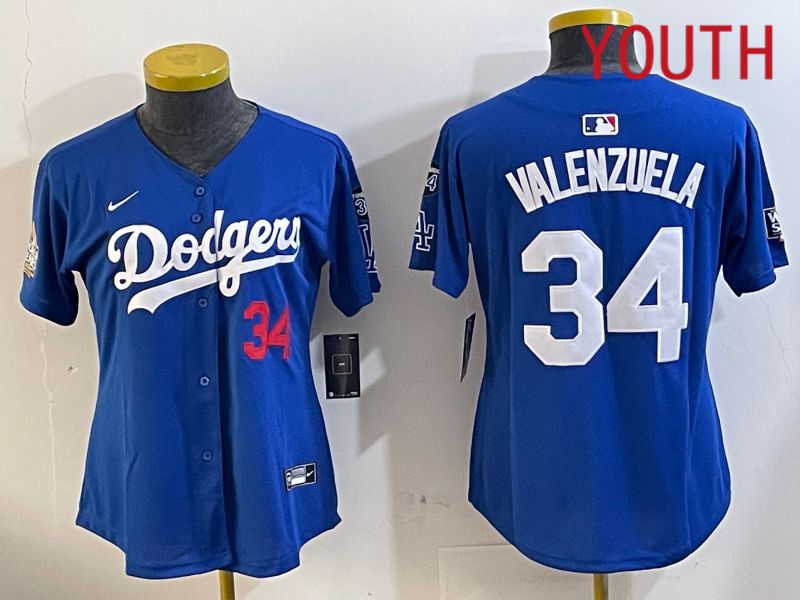 Youth Los Angeles Dodgers #34 Valenzuela Blue Gold Game 2024 Nike MLB Jersey style 11201->youth mlb jersey->Youth Jersey